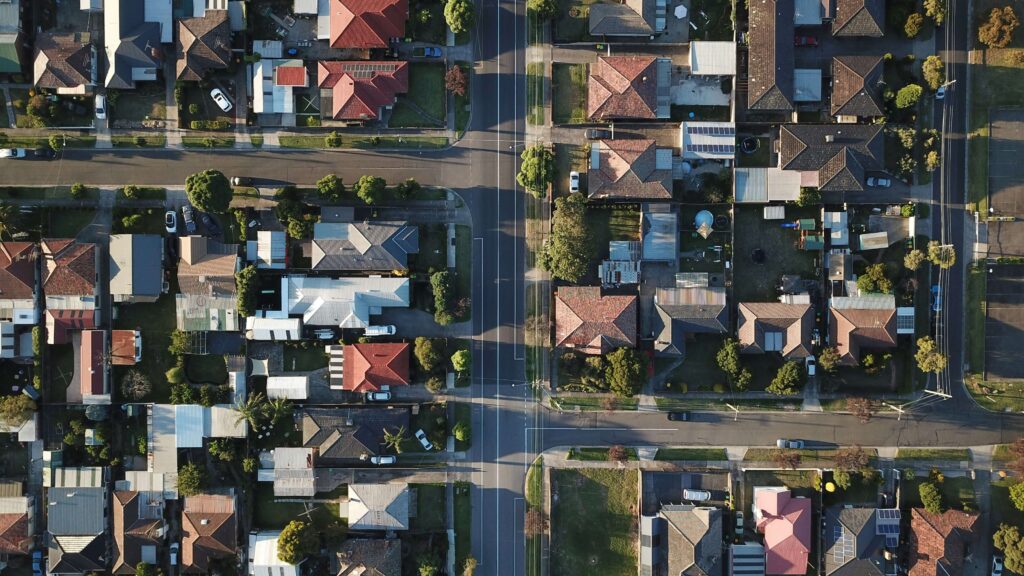 top view photography of housing society 