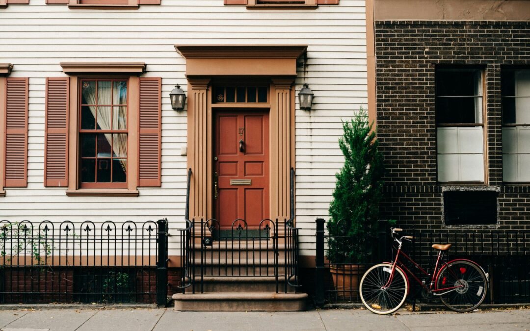 home front closed door in a brown color